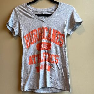 NWOT University of Miami Hurricanes gray v neck tshirt